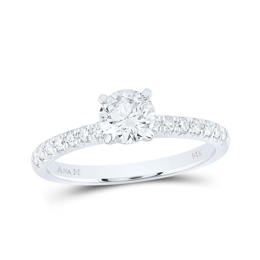 14K White Gold Round Diamond Solitaire Bridal Wedding Engagement Ring 1 Cttw, Womens Size: 5-10