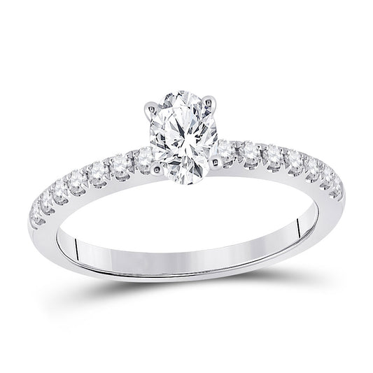 14K White Gold Oval Diamond Solitaire Bridal Wedding Engagement Ring 3/4 Cttw, Womens Size: 5-10