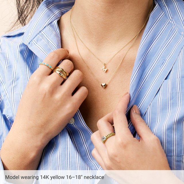 14K Rose Gold 16-18 In Polished Puffed Heart Necklace