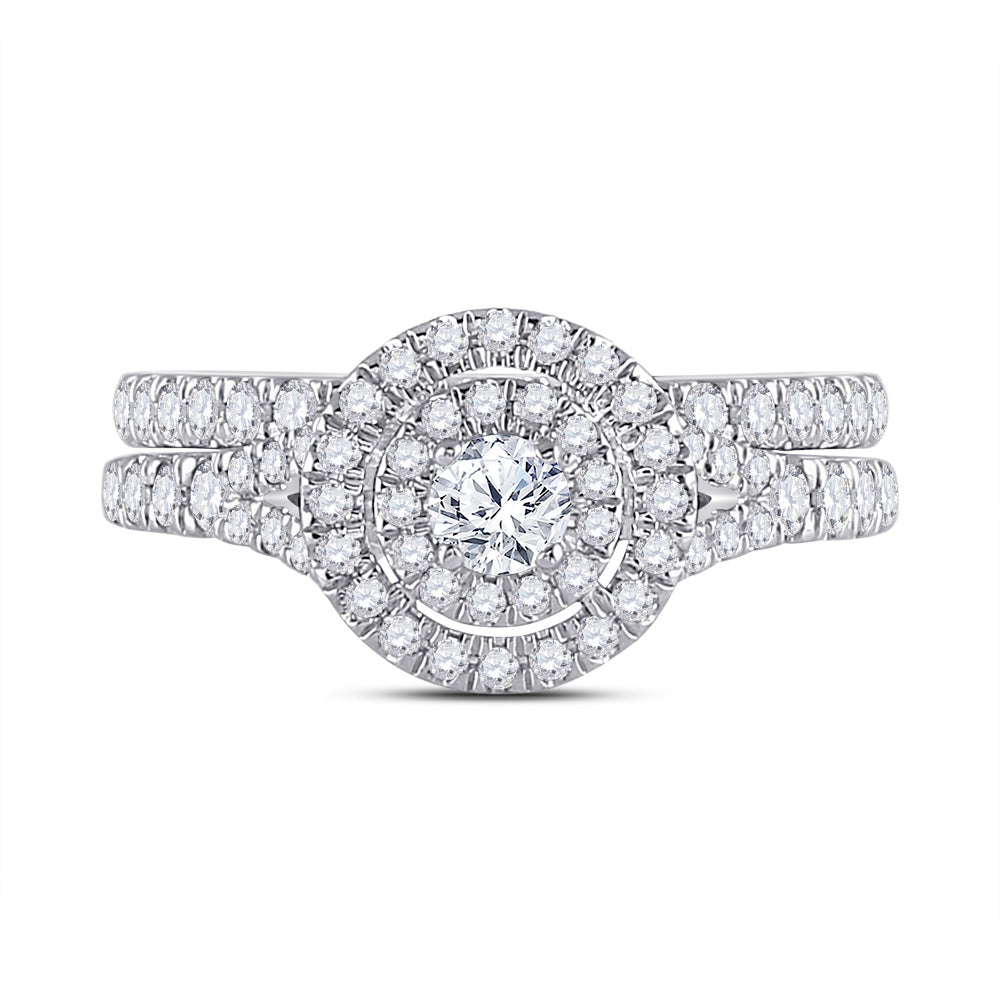 10K White Gold Round Diamond Bridal Wedding Ring Band Set 1 Cttw, Womens Size: 5-10
