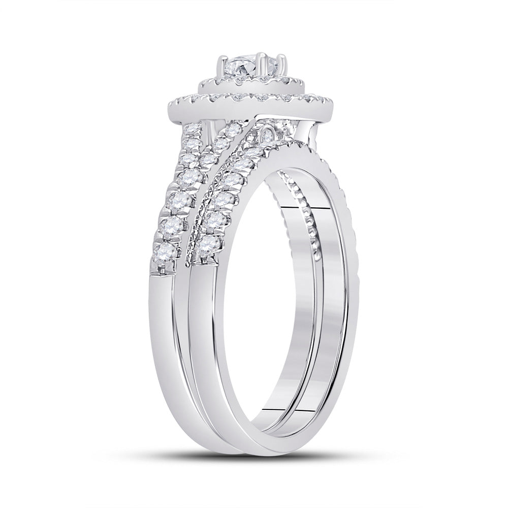 10K White Gold Round Diamond Bridal Wedding Ring Band Set 1 Cttw, Womens Size: 5-10