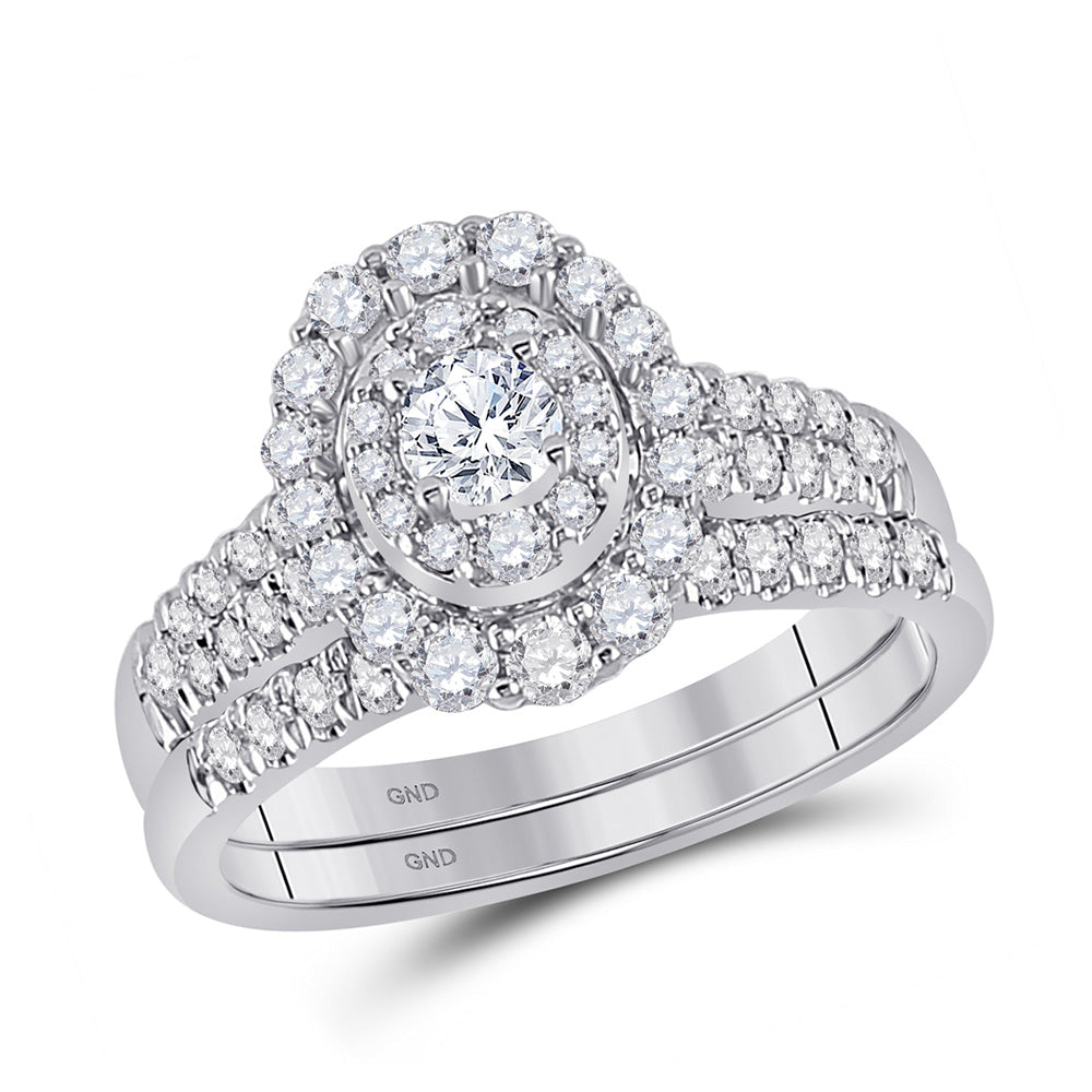 10K White Gold Round Diamond Bridal Wedding Ring Band Set 1 Cttw, Womens Size: 5-10