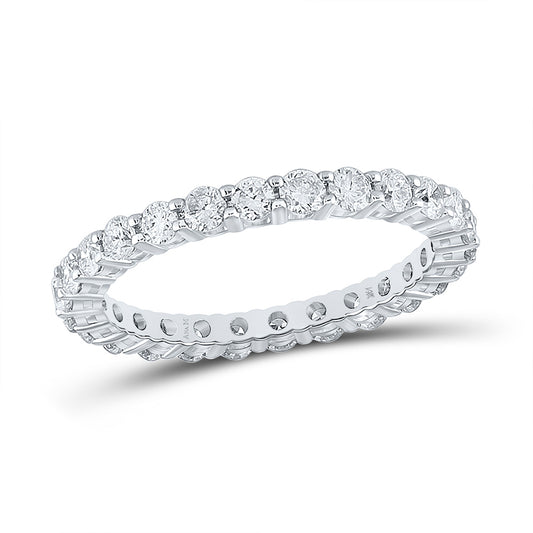 14K White Gold Womens Round Diamond Eternity Wedding Band 1-1/2 Cttw, Womens Size: 5-10