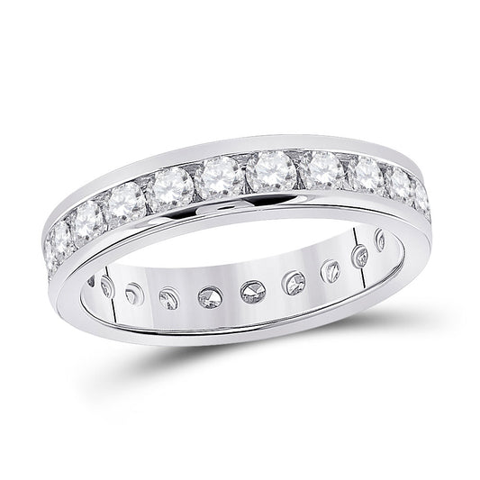 14K White Gold Womens Round Diamond Eternity Wedding Band 2 Cttw, Womens Size: 5-10