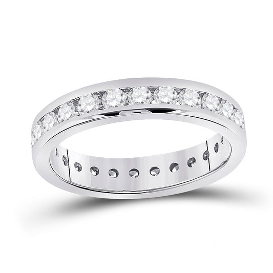 14K White Gold Womens Round Diamond Eternity Wedding Band 1-1/2 Cttw, Womens Size: 5-10