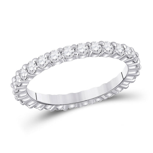 14K White Gold Womens Round Diamond Eternity Wedding Band 1 Cttw, Womens Size: 5-10