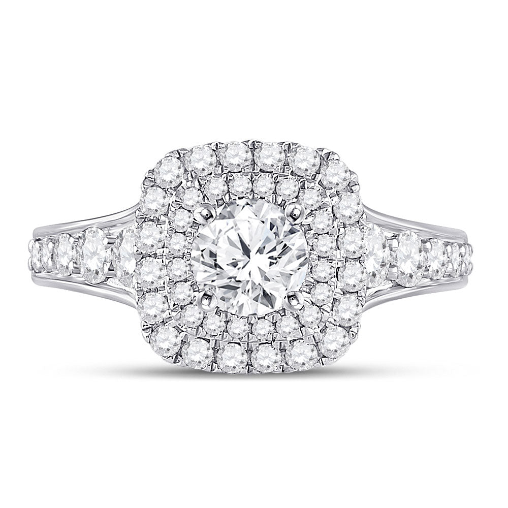14K White Gold Round Diamond Halo Bridal Wedding Engagement Ring 1-3/4 Cttw, Womens Size: 5-10