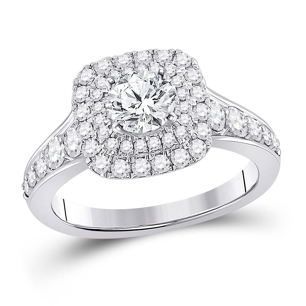 14K White Gold Round Diamond Halo Bridal Wedding Engagement Ring 1-3/4 Cttw, Womens Size: 5-10