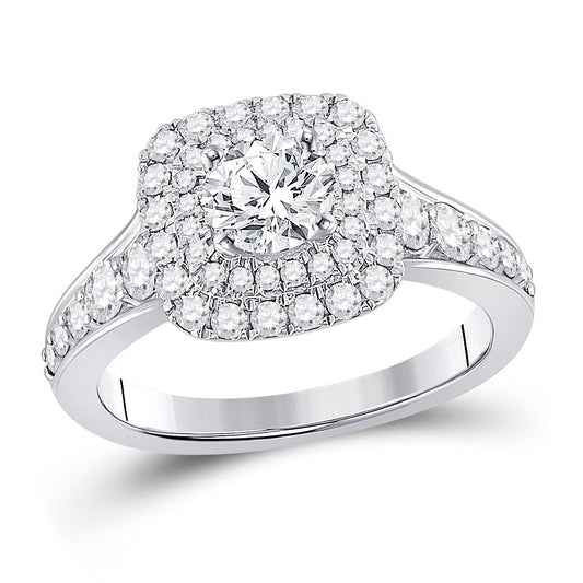 14K White Gold Round Diamond Halo Bridal Wedding Engagement Ring 1-3/4 Cttw, Womens Size: 5-10