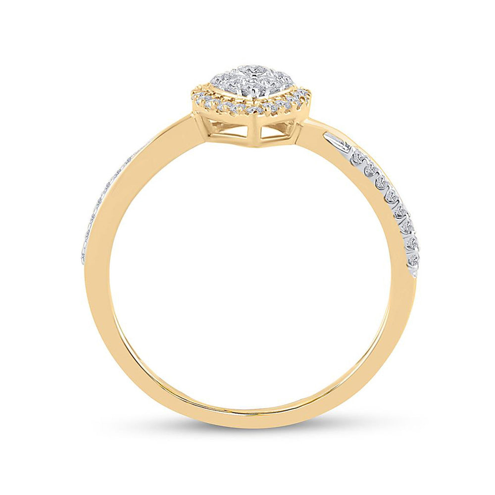14K Yellow Gold Womens Round Diamond Teardrop Cluster Ring 1/3 Cttw, Womens Size: 5-10