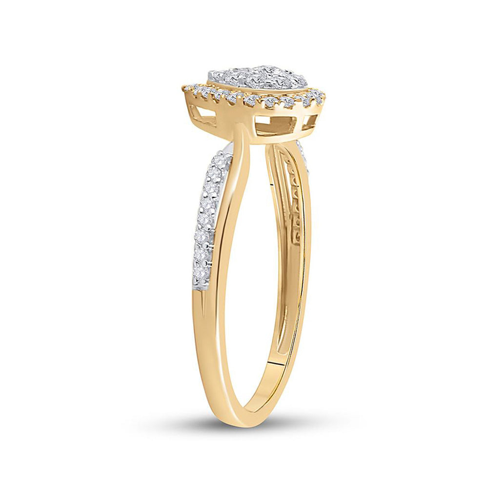 14K Yellow Gold Womens Round Diamond Teardrop Cluster Ring 1/3 Cttw, Womens Size: 5-10