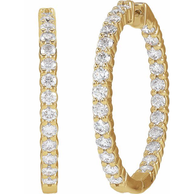 14K Yellow Or White Gold Vs, F+ Hinged Polished Lab-Grown Diamond Inside-Outside Hoop Earrings