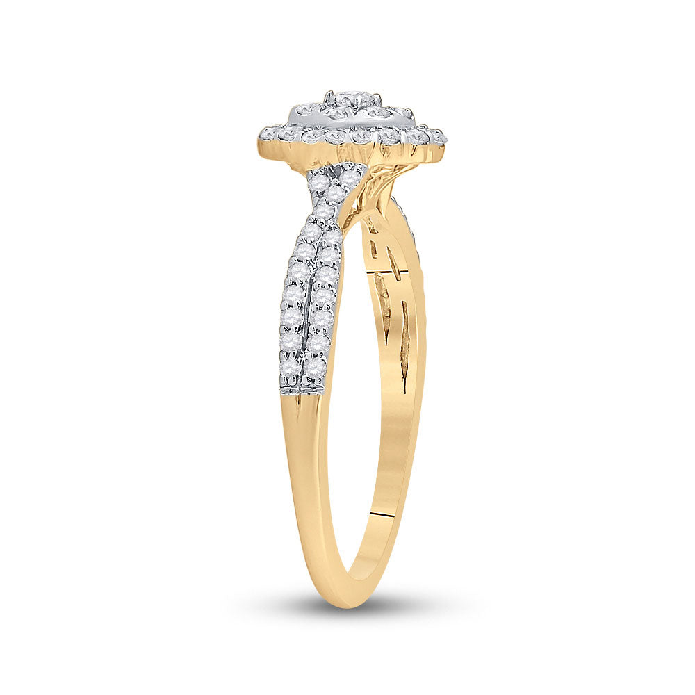 10K Yellow Or White Gold  Womens Round Diamond Oval Cluster Ring 1/2 Cttw, Womens Size: 5-10