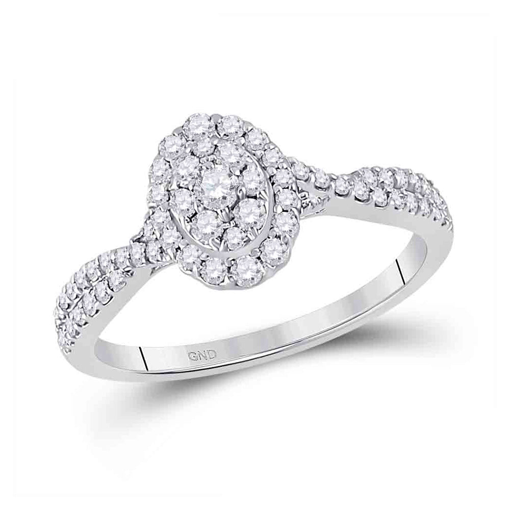 10K Yellow Or White Gold  Womens Round Diamond Oval Cluster Ring 1/2 Cttw, Womens Size: 5-10