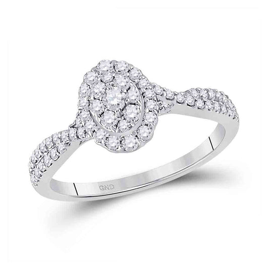 10K Yellow Or White Gold  Womens Round Diamond Oval Cluster Ring 1/2 Cttw, Womens Size: 5-10