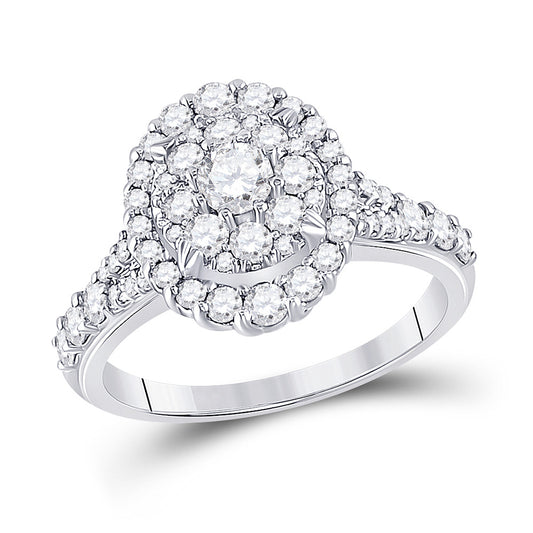 10K White Gold Round Diamond Oval Bridal Wedding Engagement Ring 1-1/5 Cttw, Womens Size: 5-10