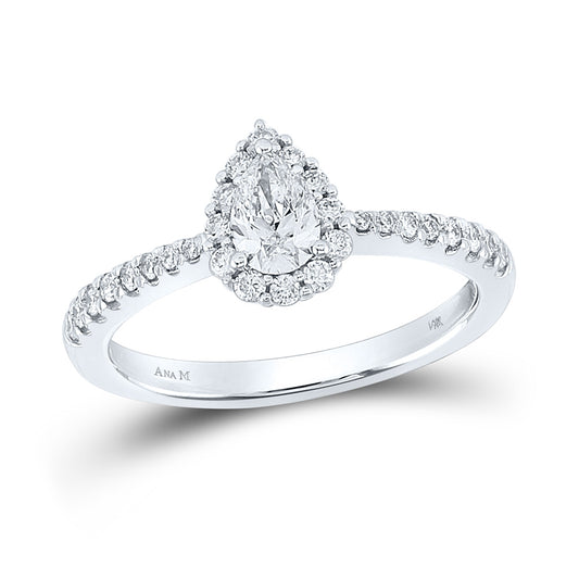 14K White Gold Pear Diamond Halo Bridal Wedding Engagement Ring 3/4 Cttw, Womens Size: 5-10