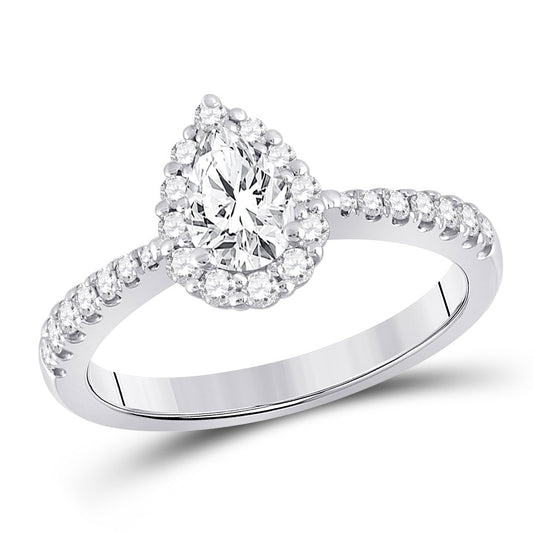 14K White Gold Pear Diamond Solitaire Bridal Wedding Engagement Ring 1 Cttw, Womens Size: 5-10
