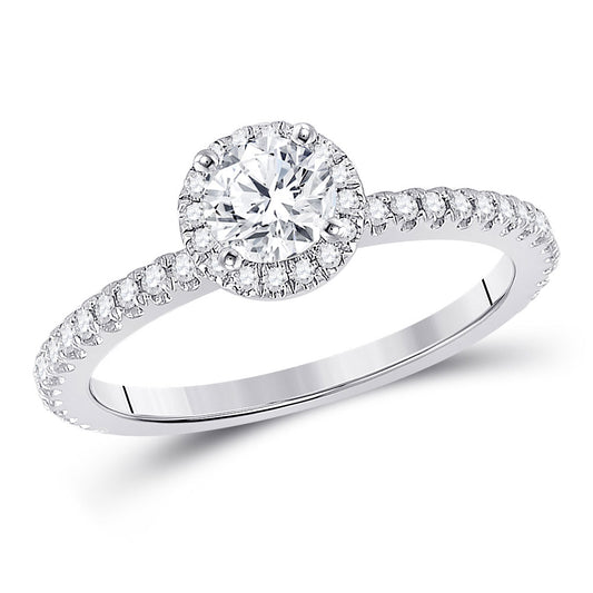 14K White Gold Round Diamond Halo Bridal Wedding Engagement Ring 7/8 Cttw, Womens Size: 5-10