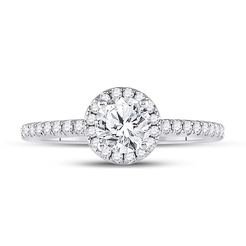14K White Gold Round Diamond Halo Bridal Wedding Engagement Ring 1 Cttw, Womens Size: 5-10