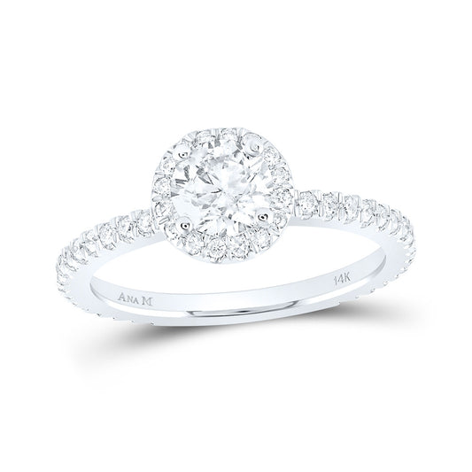 14K White Gold Round Diamond Halo Bridal Wedding Engagement Ring 1 Cttw, Womens Size: 5-10
