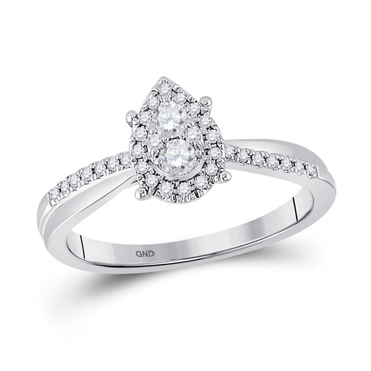 10K Yellow Or White Gold  Womens Round Diamond Cluster Pear Promise Ring 1/4 Cttw, Womens Size: 5-10
