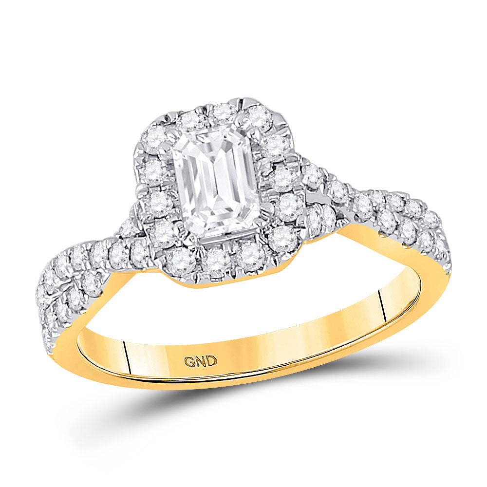 14K Yellow Or White Gold  Emerald Diamond Solitaire Bridal Wedding Engagement Ring 1 Cttw, Womens Size: 5-10