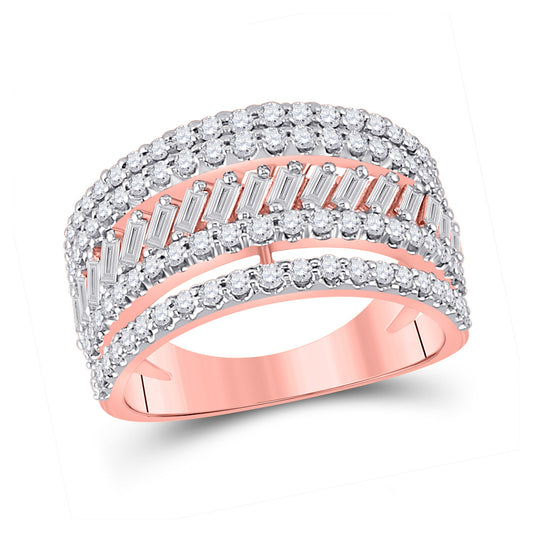14K Yellow Or Rose Gold  Womens Round Diamond Right-Hand Anniversary Ring 1 Cttw, Womens Size: 5-10