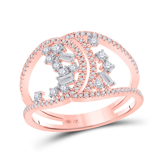 14K Yellow Or White Or Rose Gold Womens Round Diamond Scattered Fashion Ring , Womens Size: 5-10