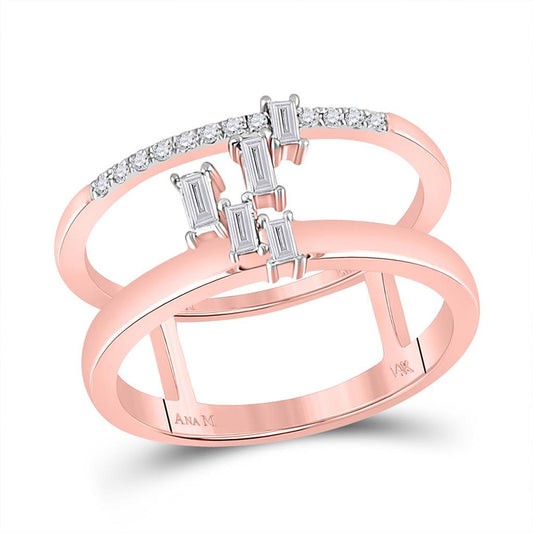 14K Rose Gold Womens Round Diamond Modern Cluster Fashion Ring 1/5 Cttw, Womens Size: 5-10