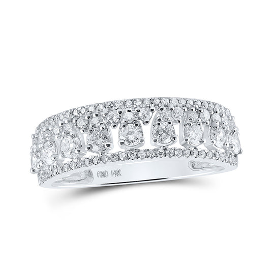 14K White Gold Womens Round Diamond Band Ring 3/4 Cttw, Womens Size: 5-10