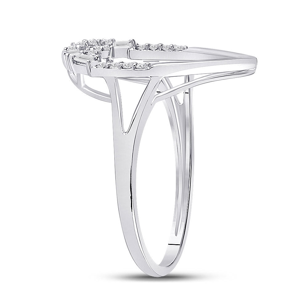 14K White Gold Womens Round Diamond Teardrop Scattered Fashion Ring 1/5 Cttw, Womens Size: 5-10