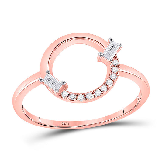 14K Rose Gold Womens Round Diamond Outline Circle Ring 1/8 Cttw, Womens Size: 5-10