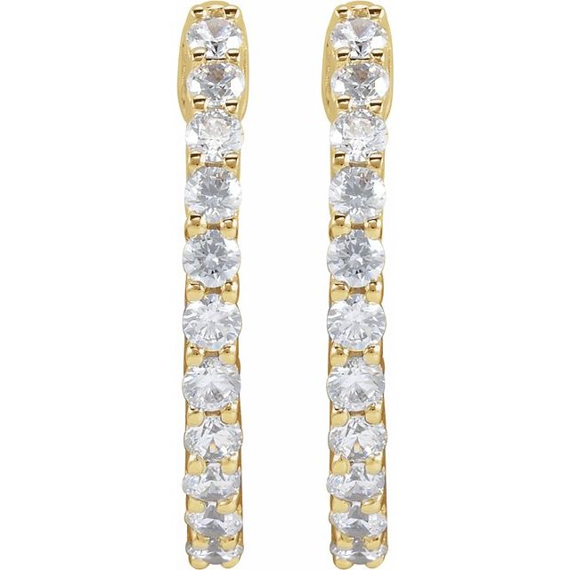14K Yellow Or White Or Rose Gold Si1-Si2, Gh Hinged Polished Lab-Grown Diamond Inside-Outside Hoop Earrings