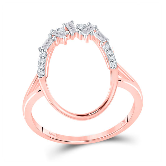 14K Rose Gold Womens Round Diamond Oval Ring 1/6 Cttw, Womens Size: 5-10