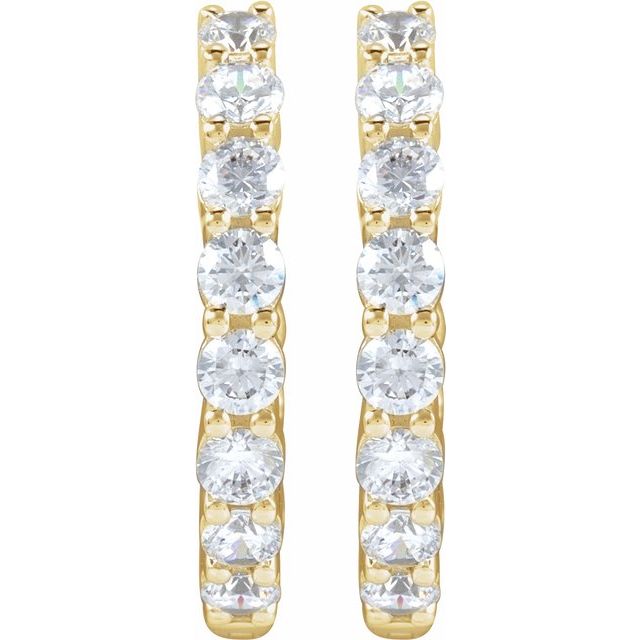 14K Yellow Or White Or Rose Gold Si1-Si2, Gh Hinged Polished Lab-Grown Diamond Inside-Outside Hoop Earrings
