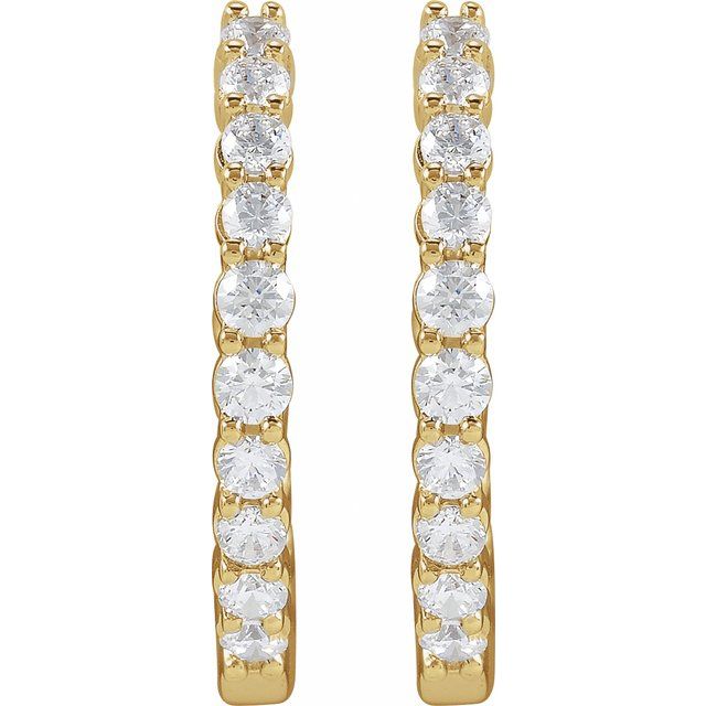 14K Yellow Or White Gold Vs, F+ Hinged Polished Lab-Grown Diamond Inside-Outside Hoop Earrings