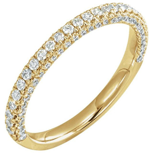 14K Yellow Or White Or Rose Gold Or Platinum Round 1.3Mm Si1-Si2, G-H Polished 5/8 Ctw Lab-Grown Diamond Matching Band, Size 7
