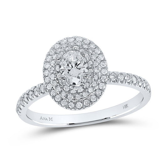 14K White Gold Oval Diamond Halo Bridal Wedding Engagement Ring 3/4 Cttw, Womens Size: 5-10