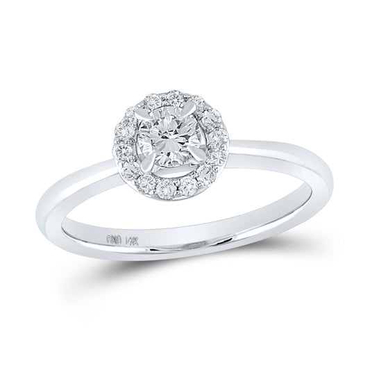 14K Yellow Or White Gold  Round Diamond Halo Bridal Wedding Engagement Ring 1/2 Cttw, Womens Size: 5-10