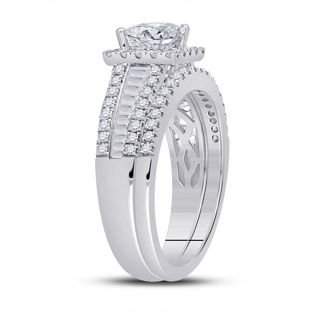 14K White Gold Princess Diamond Bridal Wedding Ring Band Set 1-3/4 Cttw, Womens Size: 5-10