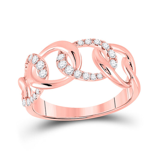 14K Yellow Or White Or Rose Gold Womens Round Diamond Curb Link Fashion Ring , Womens Size: 5-10
