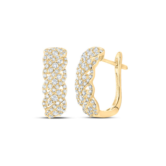 14K Yellow Gold Womens Round Diamond Cascading Hoop Earrings 5/8 Cttw, Length: 0.66 In