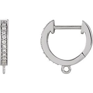 Platinum 13.4 X 12.1 Mm .75 Mm Round .95Mm Pair Hinged Polished 1/10 Ctw Natural Diamond Hinged Hoop Earring Tops