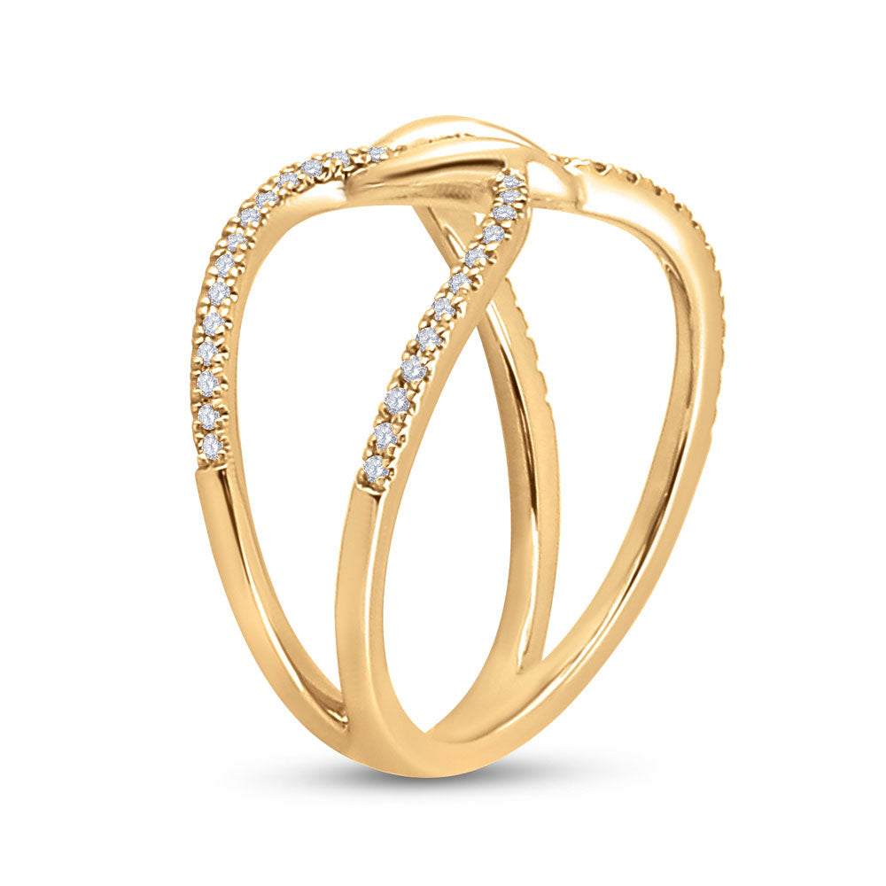14K Yellow Gold Womens Round Diamond Negative Space Link Fashion Ring 1/6 Cttw, Womens Size: 5-10