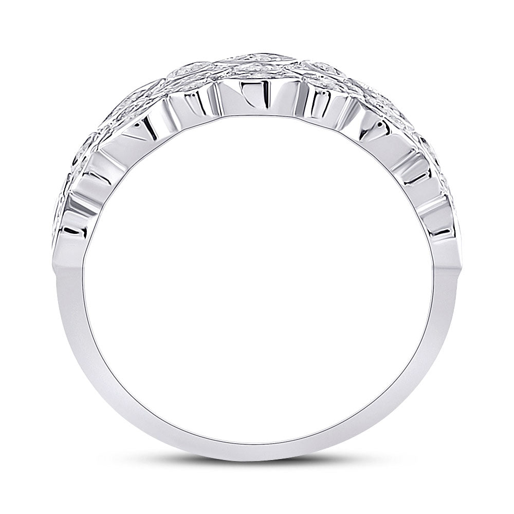 14K White Gold Womens Round Diamond Oval Dot 3-Row Fashion Ring 3/4 Cttw, Womens Size: 5-10