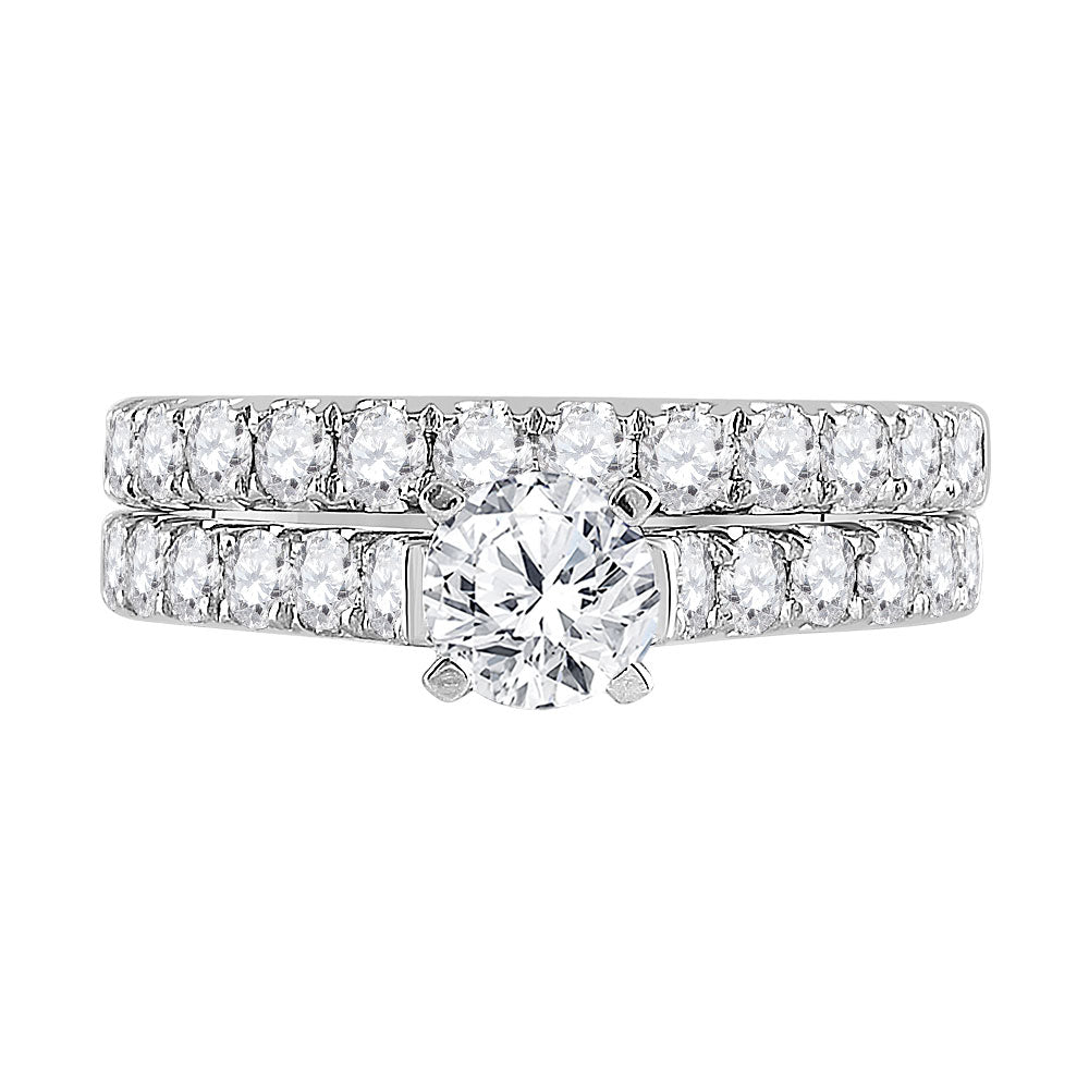 14K White Gold Round Diamond Bridal Wedding Ring Band Set 2 Cttw, Womens Size: 5-10
