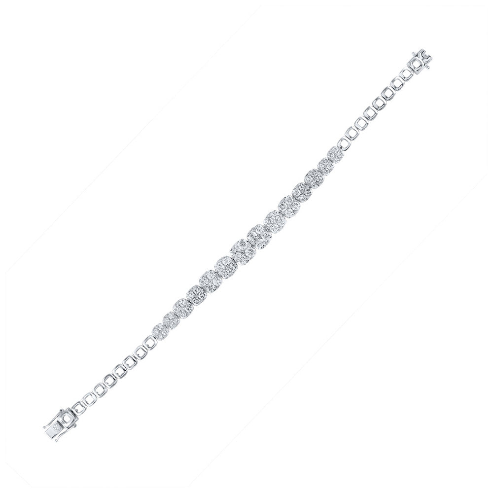 14K White Gold Womens Round Diamond Tennis Bracelet 7 Cttw