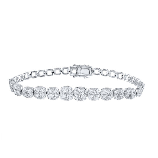 14K White Gold Womens Round Diamond Tennis Bracelet 7 Cttw