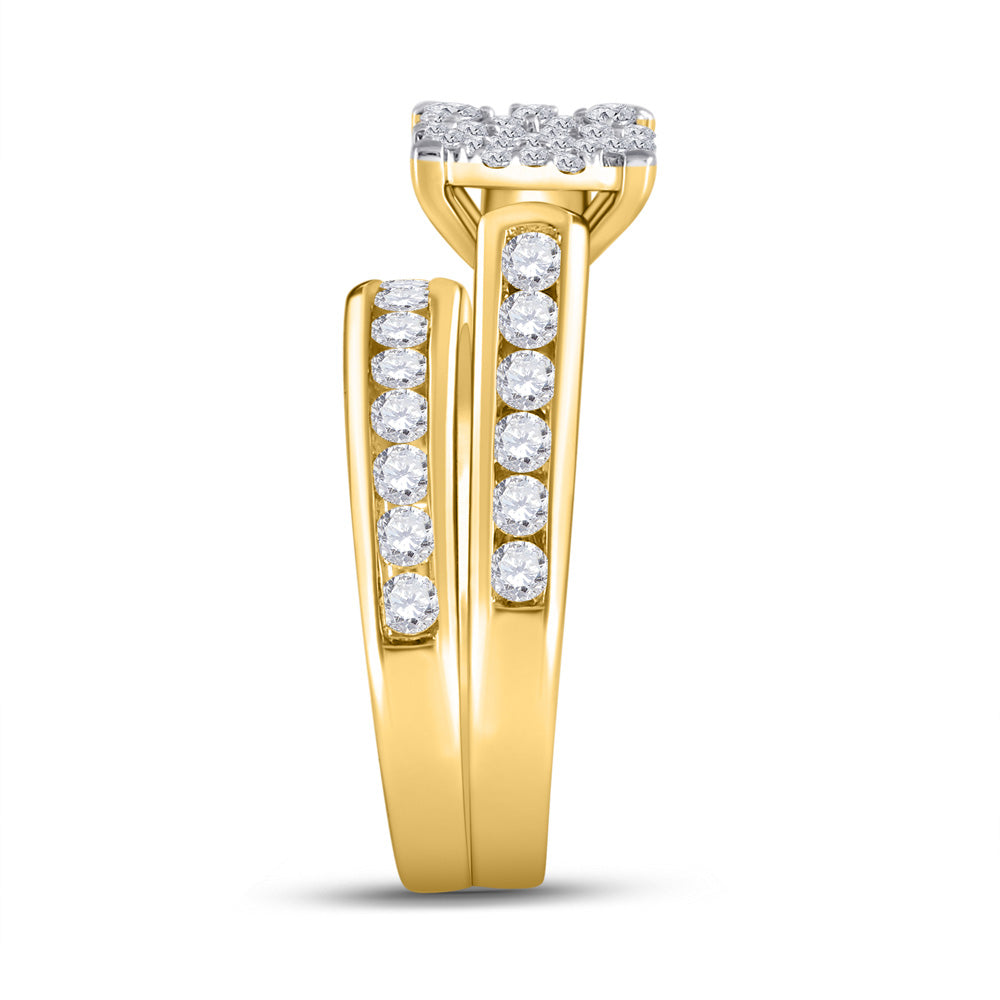 14K Yellow Or White Gold  His Hers Round Diamond Square Matching Wedding Set 1-3/4 Cttw, Womens Size: 5-10, Mens Size: 7-13